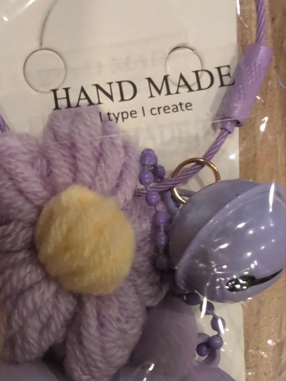 Lilac Flower & Balloon Dog Kids Keychain Bag Charm with Bell - Picture 6 of 6